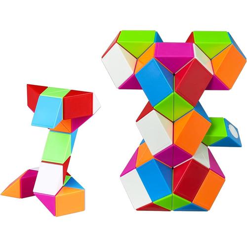Serpent Magique Puzzle De Serpent 24+48 Blocs-Magic Snake Cube-Cube De Serpent Magique-Faveurs De F¿¿Te D'anniversaire Pour Enfants(Multicolor 24+48)