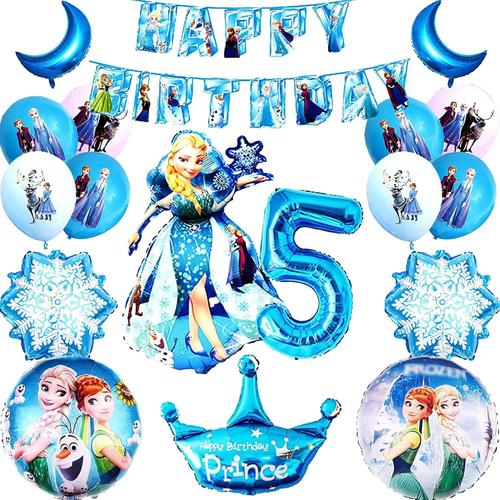 Frozen D¿¿coration de F¿¿te Ballons 5 Ans, 28 pi¿¿ces Kit Anniversaire Rein des Neiges, Ballon la Reine des Neiges Anniversaire, Frozen Ballon D'anniversaire D¿¿coration Ensemble pour Enfant F¿¿te