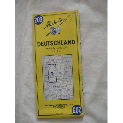 Carte Michelin N° 203 Année 1968 "Deutschland"