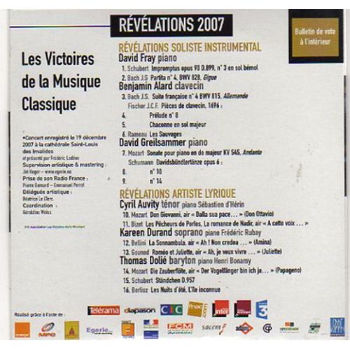 Les Victoires De La Musqiue Classique - Révélations 2007