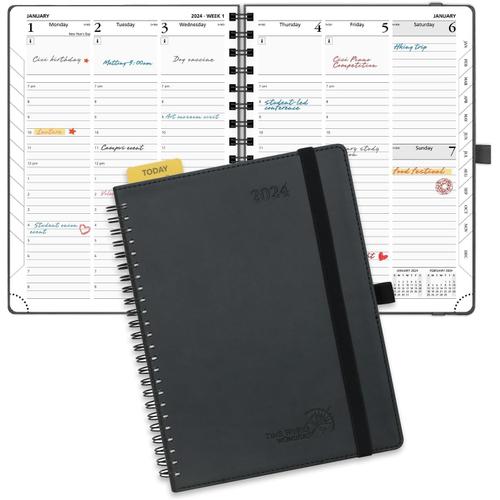 Agenda Semainier 2024 22 X 16,5 Cm ¿C Couverture Souple 12 Mois (Jan'23 - D¿¿Cembre 24) ¿C Planificateur De Travail Hebdomadaire Vertical ¿C Reliure Spirale ¿C Papier Certifi¿¿ Fsc? ¿C Noir