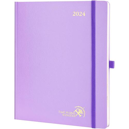 Agenda Semainier 2024 26,5 X 21,5 Cm ¿C Couverture Rigide 12 Mois Vertical (Jan'23 - D¿¿Cembre 24) ¿C Fermeture ¿¿Lastique ¿C Papier Certifi¿¿ Fsc? ¿C Violet