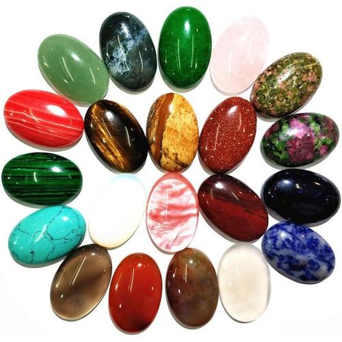 Pierre De Cabochon Pierres Pr¿¿Cieuses Naturelles Cristal Pierre De Cabochon Ovale Pour Fabrication De Bijoux Bricolage Perles 5pc (Couleur M¿¿Lang¿¿E)