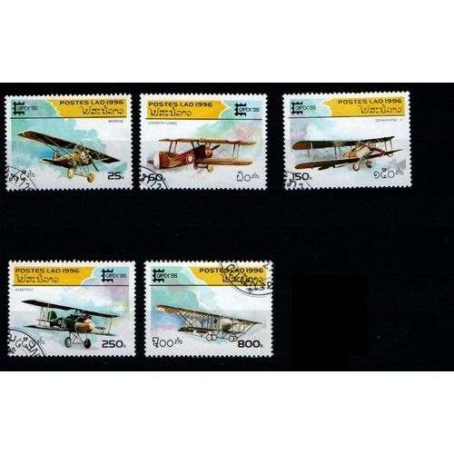 Série De Timbres Sur La Thématique Des Avions - Laos 1996 - N°1225/1229