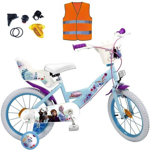 Velo 16 pouces La Reine des Neiges GILET SECURITE KIT LUMIERE