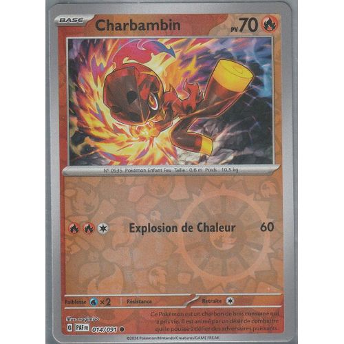 Carte Pokémon - Charbambin - 014/091 - Reverse - Ev4,5 Destinées De Paldea