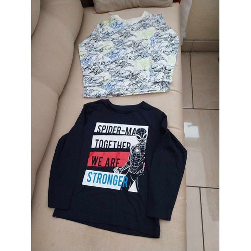 Lot De 2 Tee Shirt Garçon Spiderman Taille 3/4 Ans