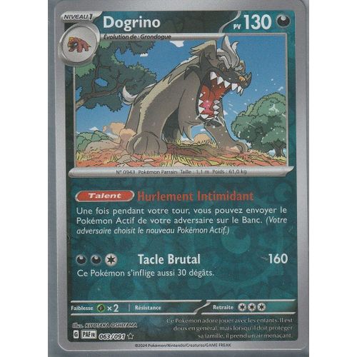 Carte Pokémon - Dogrino - 063/091 - Holo-Reverse - Ev4,5 Destinées De Paldea