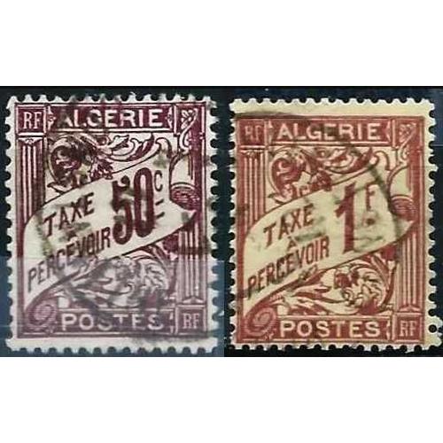 Algérie, Département Français 1926, Beaux Timbres Taxe Type Bannière, Yvert 7 & 9, Oblitérés, Tbe -