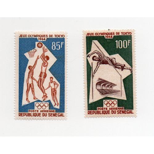 Sénégal- Lot De 2 Timbres Neufs Avec Trace De Charnière- Poste Aérienne- J.O De Tokyo 1964