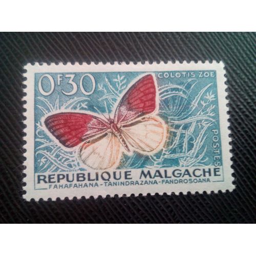 Timbre Madagascar ( Yt 341 ) 1960 Papillons Violet (Colotis Zoe)