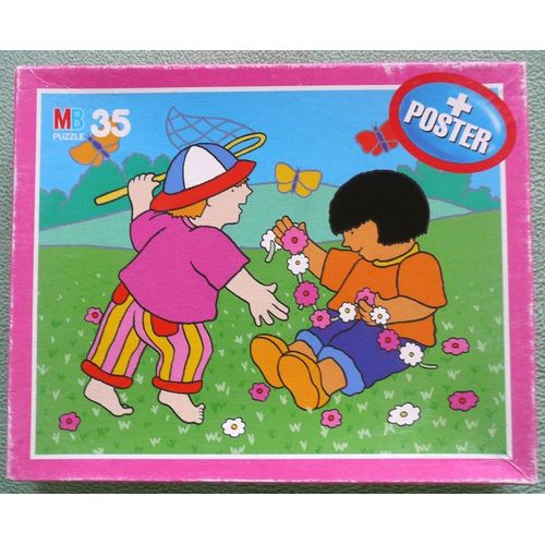 Puzzle - 35 Pieces - Enfants Et Fleurs + Poster 27x21,5 Cm