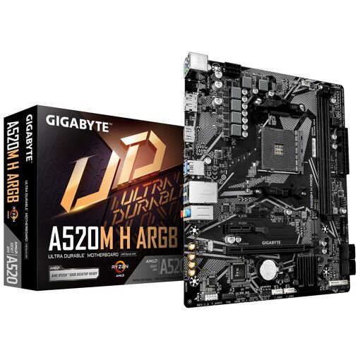 GIGABYTE A520M H ARGB Carte M&egrave;re - Compatible avec pr