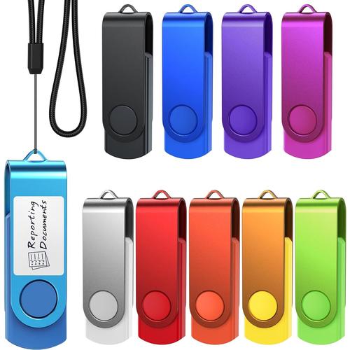 Cl¿¿ USB 512 Mo M¿¿moire Flash Drive Petite Capacit¿¿ 10 Pi¿¿ce Rotation U Disque Multicouleur USB 2.0 Stick - Orange/Jaune/Blanc/Vert/Bleu Ciel/Rouge/Rose Rouge/Noir/Bleu/Violet