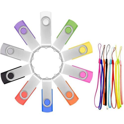 Cle USB 4 Go Lot de 10 M¿¿moire Sticks Rotation Disque Flash Clef USB 4Go USB PenDrive Couleur Mixte Cl¿¿s USB Stockage de Donn¿¿es avec 10PCS Tirette by