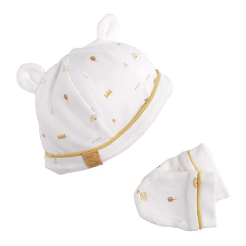 Lot Bonnet Et Moufles Bébé En Coton