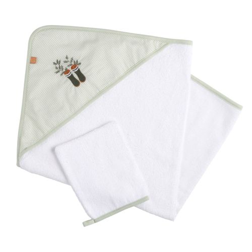 Cape De Bain 75x75cm Plus Gant En Coton Blanc