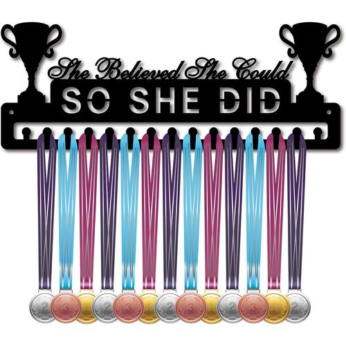 Porte-M¿¿daille She Believed She Could So She Did M¿¿dailles Pr¿¿sentoir Mur Rack Montage Cintre D¿¿cor Noir Porte-M¿¿daille Robuste Coureurs Accueil Badge Stockage M¿¿daill¿¿ sur 15 M¿¿dailles