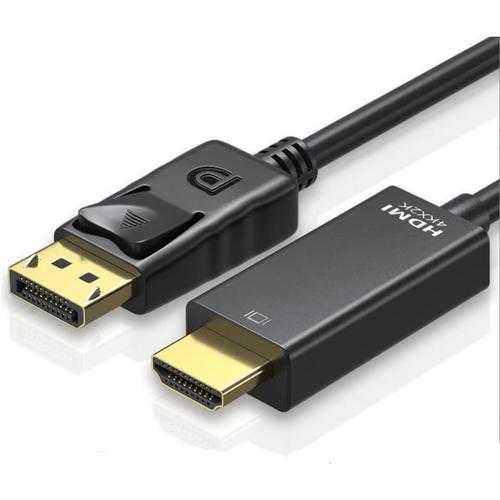 Cable DisplayPort vers HDMI Convertisseur DP vers HDMI R¿¿solution 4K X 2K Vid¿¿o 3D Plaqu¿¿ Or Plug and Play Transmission Stable (1.8m / Approx. 6ft)