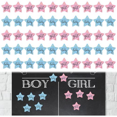 Gender Reveal, Decoration Gender Reveal, Team Boy or Girl, Baby Shower Autocollant, Genre R¿¿v¿¿le de Autocollants, Autocollants de Garcon D'¿¿quipe et de Fille D'¿¿quipe, Forme d'¿¿toile, 50 Pi¿¿ces