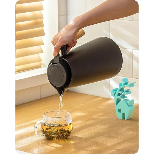 Carafe ¿¿ Caf¿¿ Isotherme De 1 Litre Avec Bouton Pression, R¿¿Tention De La Chaleur 24 Heures (Noir)