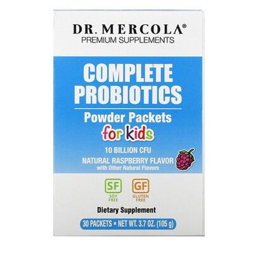 Dr. Mercola Sachets De Poudre De Probiotiques Complets Pour Enfants, Framboise Naturelle, 10 Milliards D'ufc, 30 Sachets, 3,5 G Chacun