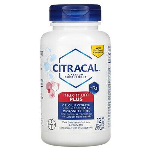 Citracal Complément De Calcium + Vitamine D3, Maximum Plus, 120 Comprimés Enrobés 