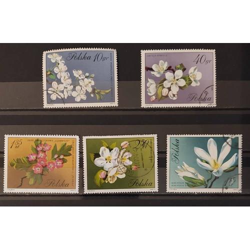 Lot Timbres Pologne Fleurs