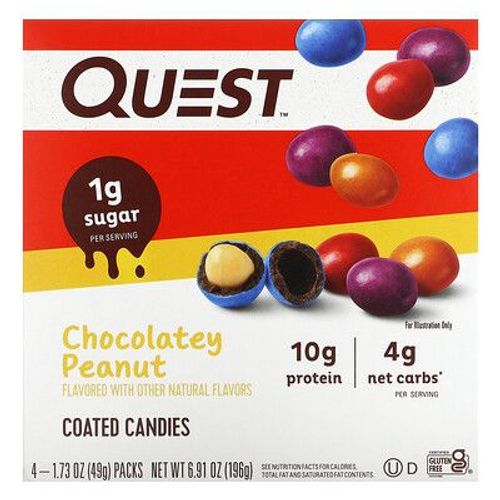Quest Nutrition Bonbons Aux Cacahuètes Enrobés De Chocolat, 4 Sachets De 49 G Chacun