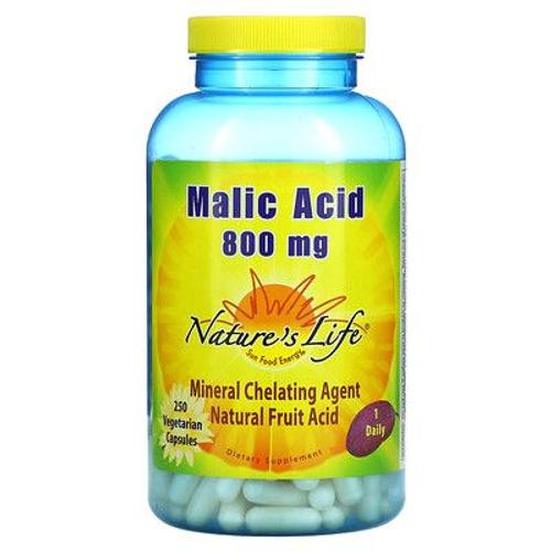 Nature's Life Acide Malique, 800 Mg, 250 Gélules Végétales 