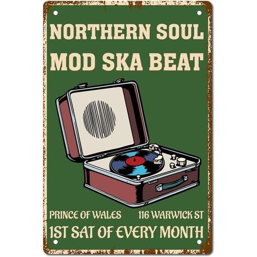 Northern Soul Mod Ska Beat M¿¿tal Tin Sign Vintage Wall Art Decor House Plaque Poster pour Home Bar Pub Jardin Cuisine Caf¿¿ Garage D¿¿coration 12 x 8 Pouce