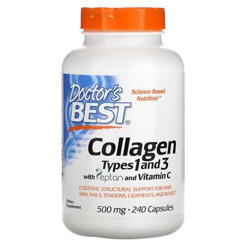 Doctor's Best Collagène De Types 1 Et 3 Avec Peptan Et Vitamine C, 500 Mg, 240 Capsules (125 Mg Pièce)