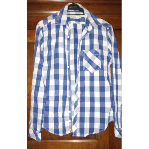 Belle Chemise Celio À Carreaux Bleu -Blanc. Tm. Neuve