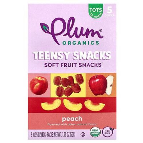 Plum Organics Teensy, En-Cas Mous Aux Fruits, Petits Enfants, Pêche, 5 Sachets, 10 G Chacun