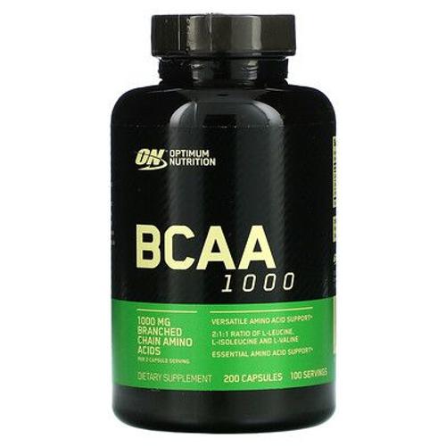 Optimum Nutrition Bcaa 1000, 1000 Mg, 200 Capsules (500 Mg Pièce) 