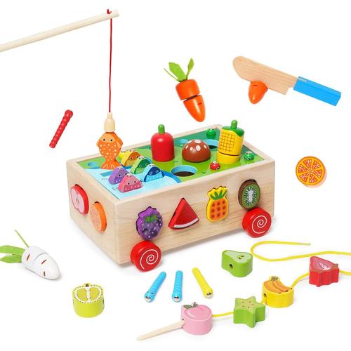 Jeux Montessori 2 Ans,Jouet Enfant 7 En 1 Garcon Fille ¿¿Ducatif 3 Ans,R¿¿Colte De Carottes,Reconnaissance Des Fruits,P¿¿Che Magn¿¿Tique,L¿¿Gumes Jouet ¿¿ Couper,Cadeau Enfant 2 3 4 Ans