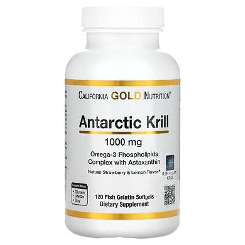 California Gold Nutrition Huile De Krill Antarctique, Complexe De Phospholipides Oméga-3 Avec Astaxanthine, Arôme Naturel De Fraise Et De Citron, 1000 Mg, 120 Capsules À Enveloppe Molle À Base De Gélatine De Poisson