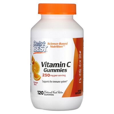 Doctor's Best Gommes À La Vitamine C, Orange, 250 Mg, 120 Gommes (125 Mg Par Gomme)