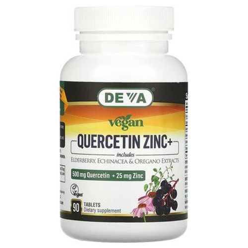 Deva Quercétine Vegan, 500 Mg, Zinc+, 25 Mg, 90 Comprimés 
