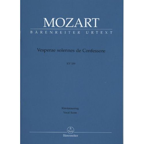 Vesperae Solennes De Confessore Kv 339 Klavierauszug - Soli,  Gemischter Chor Und Klavier