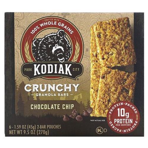 Kodiak Cakes Barres Granola Croquantes, Pépites De Chocolat, 6 Sachets De 2 Barres, 45 G Chacune