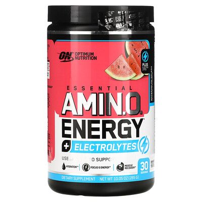 Optimum Nutrition Essential Amino Energy - Acides Aminés Essentiels + Électrolytes, Éclaboussures De Pastèque ,285 G (10,05 Oz) 