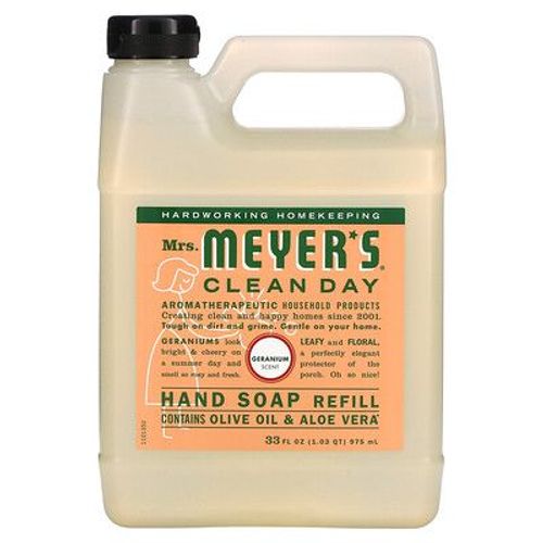 Mrs. Meyers Clean Day Recharge De Savon Liquide Pour Les Mains, Parfum Géranium, 975 Ml. 