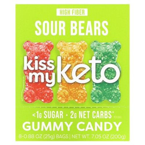 Kiss My Keto Bonbons Gélifiés, Oursons Acidulés, 8 Sachets, 25 G