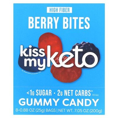 Kiss My Keto Bonbons Gommeux, Bouchées Aux Baies, 8 Sachets, 25 G Chacun