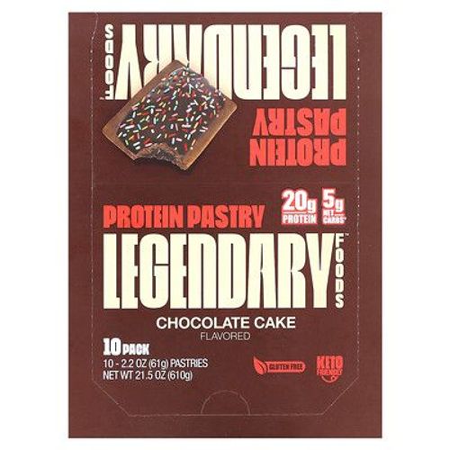 Legendary Foods Pâtisserie Protéinée, Gâteau Au Chocolat, Paquet De 10, 61 G Chacun