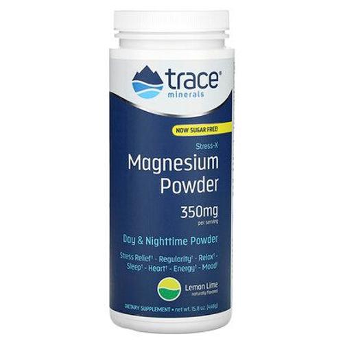 Trace Minerals ® Stress-X, Poudre De Magnésium, Citron Vert, 350 Mg, 448 G 