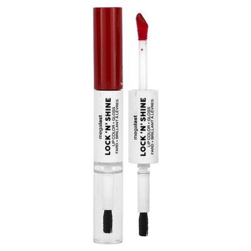 Wet N Wild Megalast, Lock 'n' Shine, Rouge À Lèvres + Gloss, Red-Y For Me, 4 Ml Chacun 