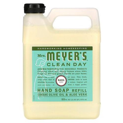 Mrs. Meyers Clean Day Recharge De Savon Liquide Pour Les Mains, Parfum Basilic, 975 Ml. 