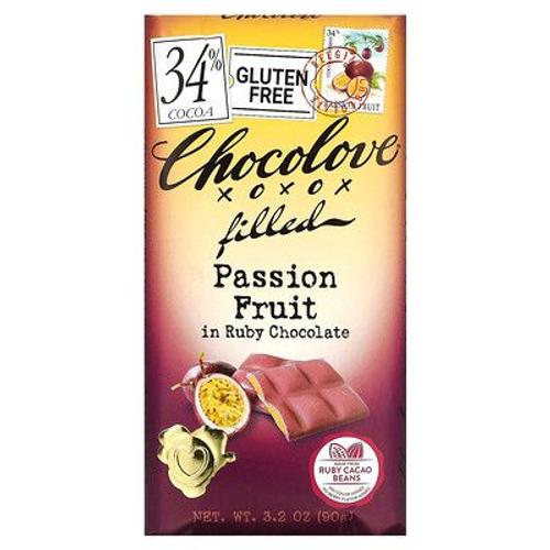 Chocolove Barre Fourrée Aux Fruits De La Passion Et Au Chocolat Rubis, 34 % De Cacao, 90 G